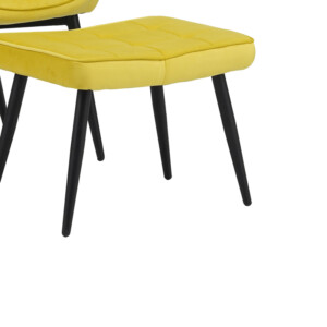 Πολυθρόνα με υποπόδιο Dorita pakoworld βελούδο κίτρινο-πόδι μαύρο μέταλλο 68.5x76x103εκ-029-000219