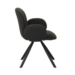 Πολυθρόνα Garzele Inart ανθρακί μπουκλέ ύφασμα-πόδι μαύρο μέταλλο 68x66x82.5εκ-029-000250