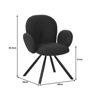 Πολυθρόνα Garzele Inart ανθρακί μπουκλέ ύφασμα-πόδι μαύρο μέταλλο 68x66x82.5εκ-029-000250