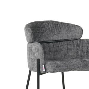 Σκαμπό μπαρ Tolerse Inart ανοιχτό γκρι ύφασμα-πόδι μαύρο μέταλλο-029-000254