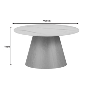 Τραπέζι σαλονιού Soleire Inart λευκό μαρμάρου sintered stone Φ70x40εκ-029-000265