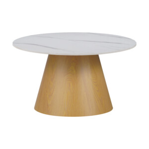 Τραπέζι σαλονιού Soleire Inart λευκό μαρμάρου sintered stone Φ70x40εκ-029-000265