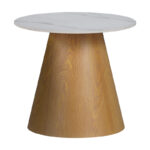 Βοηθητικό τραπέζι Soleire Inart λευκό μαρμάρου sintered stone-μεταλλική βάση Φ50x47.5εκ-029-000266