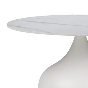 Τραπέζι σαλονιού Kirkene Inart sintered stone σε απόχρωση λευκό μαρμάρου με λευκό μέταλλο Φ70x40εκ-029-000278