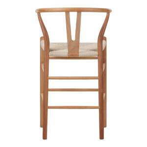 Σκαμπό μπαρ Wishbone pakoworld rubberwood-σχοινί σε φυσική απόχρωση 55x49x96εκ-029-000286