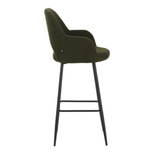 Σκαμπό μπαρ Renish pakoworld μπουκλέ ύφασμα σε λαδί απόχρωση με μαύρα μεταλλικά πόδια 51x57x114εκ-029-000291