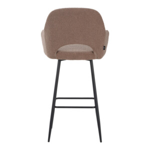 Σκαμπό μπαρ Renish pakoworld μπουκλέ ύφασμα σε cappuccino απόχρωση με μαύρα μεταλλικά πόδια 51x57x114εκ-029-000292