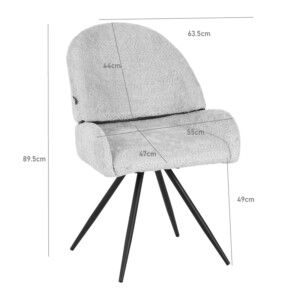 Καρέκλα περιστρεφόμενη Morea pakoworld μπουκλέ ύφασμα σε μπεζ απόχρωση με μαύρα μεταλλικά πόδια 55x63.5x89.5εκ-029-000293