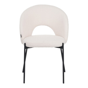 Καρέκλα Masebo pakoworld μπουκλέ ύφασμα σε λευκή απόχρωση με μαύρα μεταλλικά πόδια 48x58.5x82εκ-029-000299