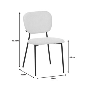 Καρέκλα Cathair pakoworld μπουκλέ ύφασμα σε μπεζ απόχρωση με μαύρα μεταλλικά πόδια 48x53x82εκ-029-000305