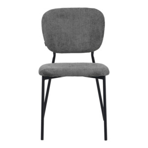 Καρέκλα Cathair pakoworld μπουκλέ ύφασμα σε γκρι απόχρωση με μαύρα μεταλλικά πόδια 48x53x82εκ-029-000307