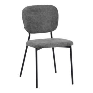 Καρέκλα Cathair pakoworld μπουκλέ ύφασμα σε γκρι απόχρωση με μαύρα μεταλλικά πόδια 48x53x82εκ-029-000307