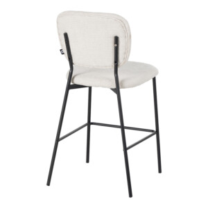 Σκαμπό μπαρ Cathair pakoworld μπουκλέ ύφασμα σε μπεζ απόχρωση με μαύρα μεταλλικά πόδια 48x54x100εκ-029-000309