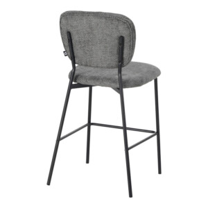 Σκαμπό μπαρ Cathair pakoworld μπουκλέ ύφασμα σε γκρι απόχρωση με μαύρα μεταλλικά πόδια 48x54x100εκ-029-000310