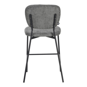 Σκαμπό μπαρ Cathair pakoworld μπουκλέ ύφασμα σε γκρι απόχρωση με μαύρα μεταλλικά πόδια 48x54x100εκ-029-000310
