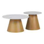 Τραπέζια σαλονιού Soleire Inart σετ 2τεμ λευκό μαρμάρου sintered stone-029-000313