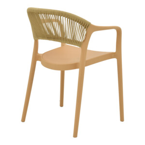 Πολυθρόνα Ankara pakoworld στοιβαζόμενη pp cappuccino απόχρωση με μπεζ rattan 57x48x80εκ-029-000335