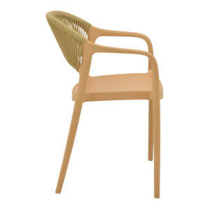 Πολυθρόνα Ankara pakoworld στοιβαζόμενη pp cappuccino απόχρωση με μπεζ rattan 57x48x80εκ-029-000335