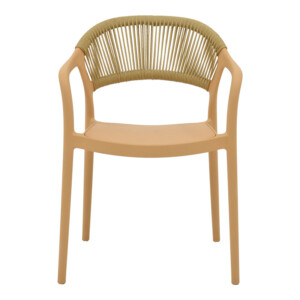 Πολυθρόνα Ankara pakoworld στοιβαζόμενη pp cappuccino απόχρωση με μπεζ rattan 57x48x80εκ-029-000335