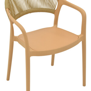 Πολυθρόνα Ankara pakoworld στοιβαζόμενη pp cappuccino απόχρωση με μπεζ rattan 57x48x80εκ-029-000335