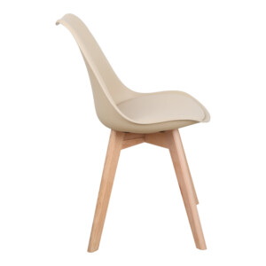 Καρέκλα Gaston pakoworld PP-PU taupe απόχρωση- φυσικό πόδι 43x51x75εκ-029-000340