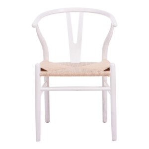 Καρέκλα Wishbone pakoworld rubberwood-σχοινί σε λευκή απόχρωση 60x51x80εκ-029-000343
