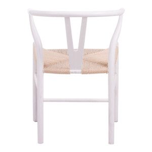 Καρέκλα Wishbone pakoworld rubberwood-σχοινί σε λευκή απόχρωση 60x51x80εκ-029-000343