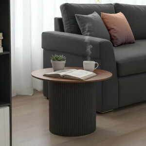 Τραπέζι σαλονιού Dovel pakoworld mdf σε καρυδί-μαυρη απόχρωση Φ70x40εκ-029-000352