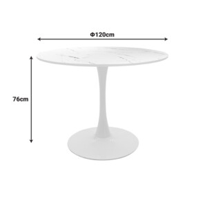 Tραπέζι Balou pakoworld mdf σε λευκή απόχρωση με όψη μαρμάρου Φ120x76εκ-029-000374