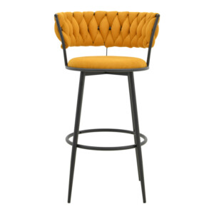 Σκαμπό μπαρ Alkia I pakoworld ύφασμα σε κίτρινη απόχρωση- πόδι μαύρο μέταλλο 50x56x95εκ-029-000383