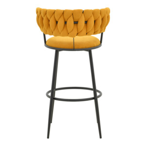 Σκαμπό μπαρ Alkia I pakoworld ύφασμα σε κίτρινη απόχρωση- πόδι μαύρο μέταλλο 50x56x95εκ-029-000383