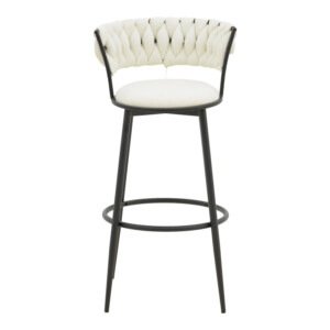 Σκαμπό μπαρ Alkia I pakoworld ύφασμα σε εκρού απόχρωση- πόδι μαύρο μέταλλο 50x56x95εκ-029-000384