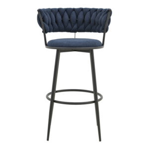 Σκαμπό μπαρ Alkia I pakoworld ύφασμα σε μπλε σκούρο απόχρωση- πόδι μαύρο μέταλλο 50x56x95εκ-029-000385