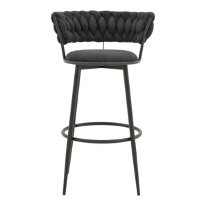 Σκαμπό μπαρ Alkia I pakoworld ύφασμα σε μαύρη απόχρωση- πόδι μαύρο μέταλλο 50x56x95εκ-029-000386