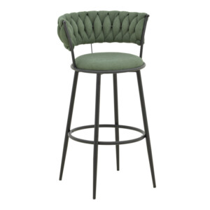 Σκαμπό μπαρ Alkia I pakoworld ύφασμα σε χακί απόχρωση- πόδι μαύρο μέταλλο 50x56x95εκ-029-000387