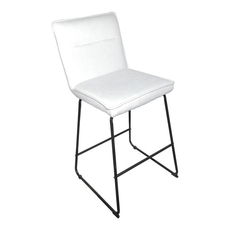 Σκαμπό μπαρ Essential pakoworld ύφασμα μπεζ-πόδι μάυρο μεταλλικό 53x64.5x107εκ-029-000393