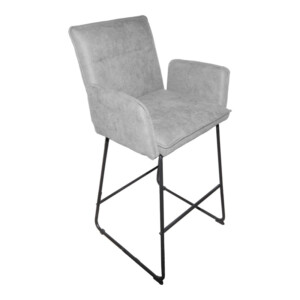 Σκαμπό μπαρ Essential pakoworld ύφασμα γκρι-πόδι μαύρο μεταλλικό 57x64.5x107εκ-029-000404