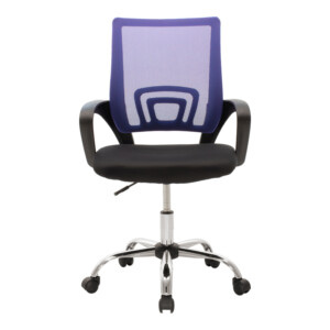 Καρέκλα γραφείου Berto II pakoworld με ανάκλιση ύφασμα mesh σε μπλε-μαύρη απόχρωση και βάση χρωμίου 60x48x85-95εκ-029-000415