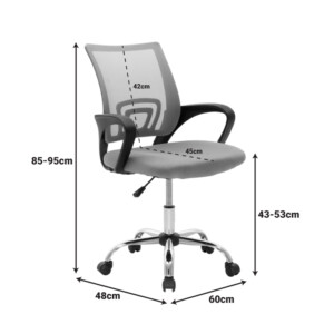 Καρέκλα γραφείου Berto II pakoworld με ανάκλιση ύφασμα mesh σε μπλε-μαύρη απόχρωση και βάση χρωμίου 60x48x85-95εκ-029-000415