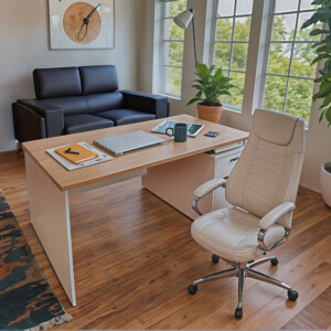 Καρέκλα γραφείου διευθυντή Sonar pakoworld pu σε λευκή απόχρωση-033-000008