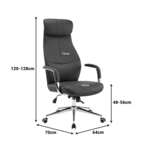 Καρέκλα γραφείου διευθυντή Ferka pakoworld pu σε μαύρη απόχρωση 64x71x120-128εκ-033-000028