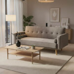 Καναπές-κρεβάτι Success pakoworld 3θέσιος βελούδο γκρι-μπεζ 190x80x84εκ-035-000066