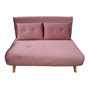 Καναπές-κρεβάτι Josuane pakoworld διθέσιος σάπιο μήλο βελούδο και ξύλινο πόδι σε φυσική απόχρωση 122x80x81εκ-035-000090