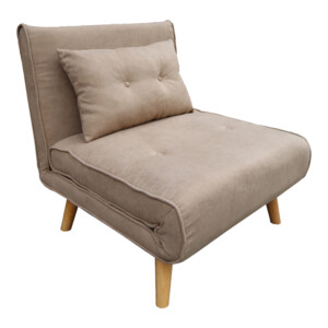 Πολυθρόνα-κρεβάτι Josuane pakoworld μπεζ ύφασμα και ξύλινο πόδι σε φυσική απόχρωση 77x80x81εκ-035-000093
