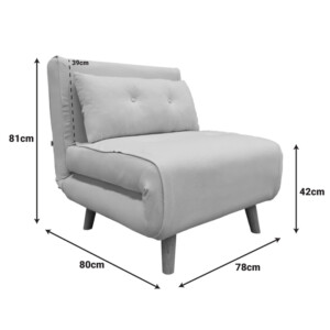 Πολυθρόνα-κρεβάτι Josuane I pakoworld βελούδο σε γκρι απόχρωση 78x80x81εκ-035-000110