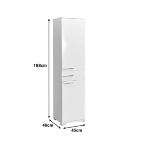 Ντουλάπα Chad pakoworld με συρτάρια λευκό gloss 45x40x188εκ-039-000169