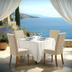 Καρέκλα Ditta pakoworld ύφασμα εκρού-πόδι μασίφ ξύλο καρυδί-047-000037