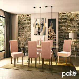 Καρέκλα Ditta pakoworld ύφασμα σάπιο μήλο-πόδι μασίφ ξύλο καρυδί-047-000041