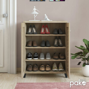 Παπουτσοθήκη-ντουλάπι MANTAM pakoworld 12 ζεύγων χρώμα sonoma 78x40x92εκ-049-000001