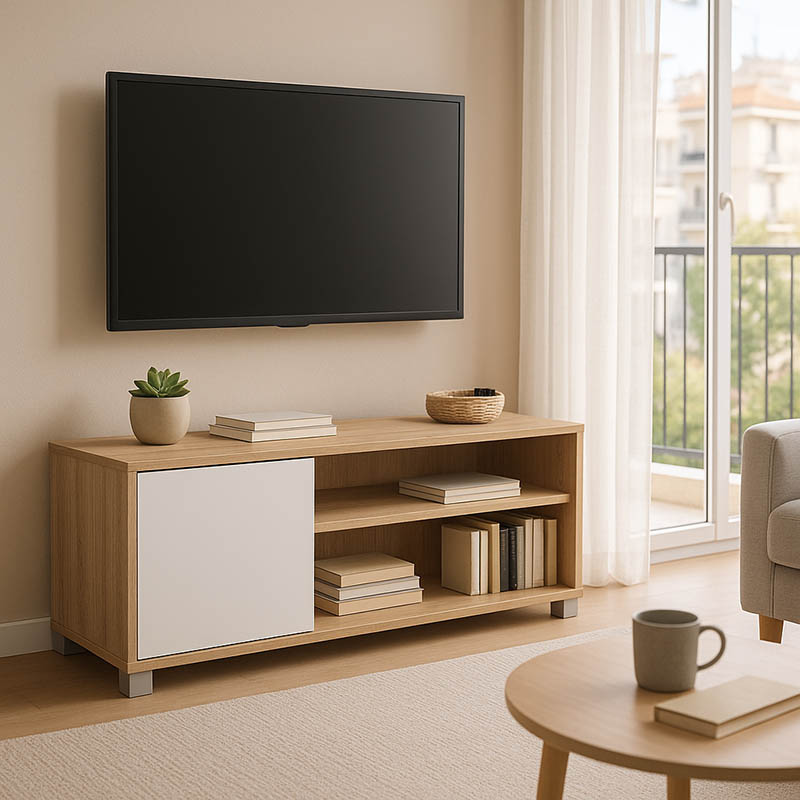 Έπιπλο τηλεόρασης Ellon pakoworld μελαμίνης sonoma-λευκό 120x40x41εκ.-049-000080 Έπιπλο τηλεόρασης Ellon pakoworld μελαμίνης sonoma-λευκό 120x40x41εκ.-049-000080